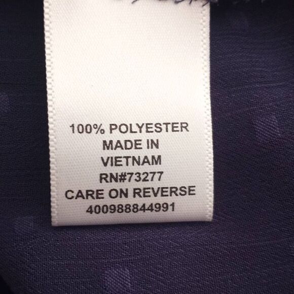 ELLE NAVY Clip-Dot Pintuck BLOUSE SZ.XS EUC - Picture 6 of 7